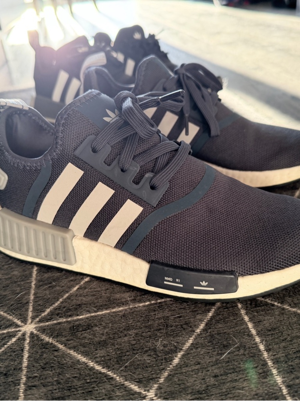 adidas Men's Navy and White NMD_R1 Style Sneakers